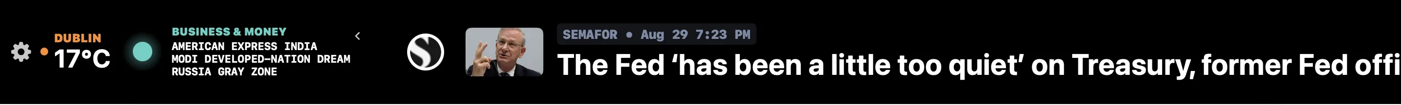 The FeedsBar ticker scrolling headlines