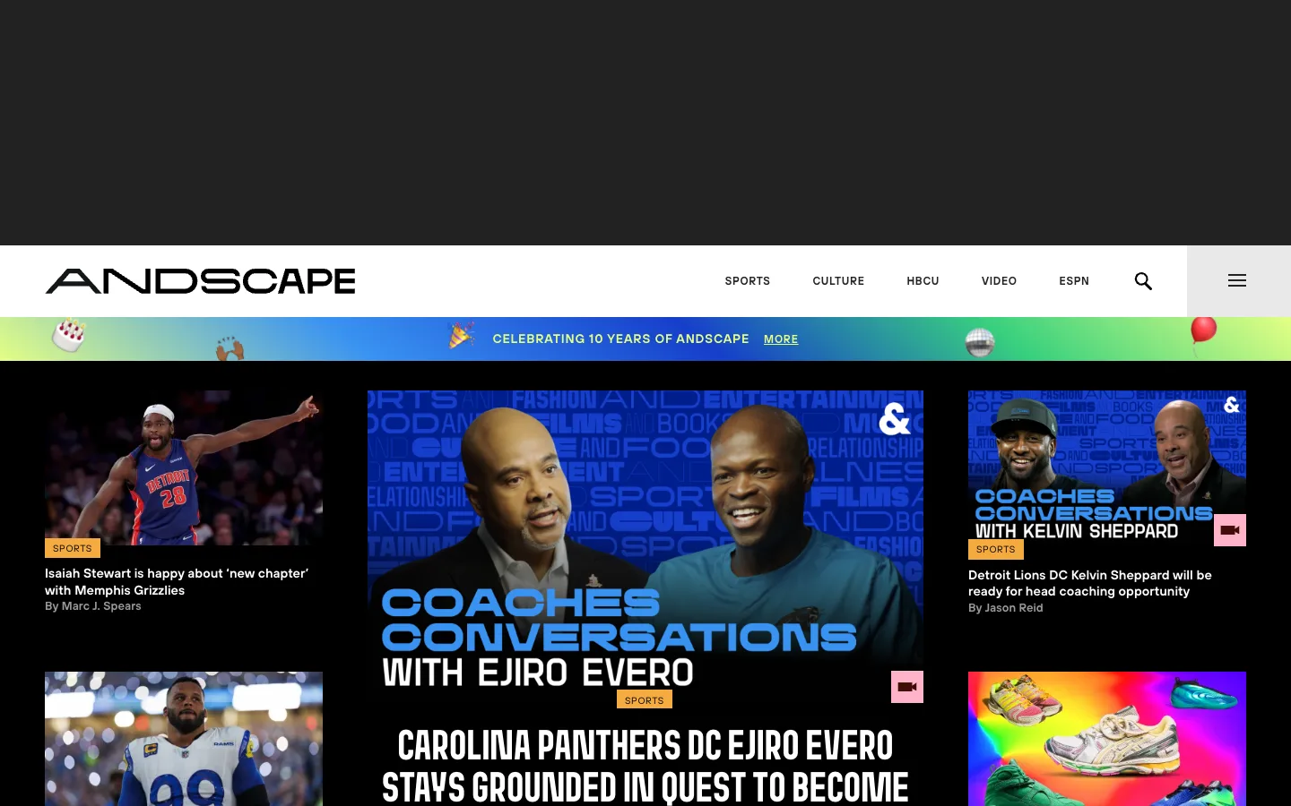 Screenshot of the Andscape homepage