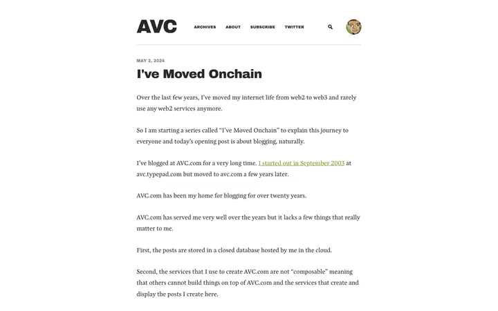 AVC (Fred Wilson) homepage