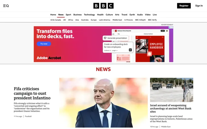 BBC News homepage