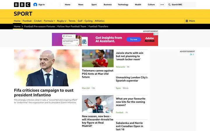 BBC Sport homepage