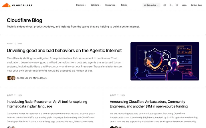 Cloudflare Blog homepage