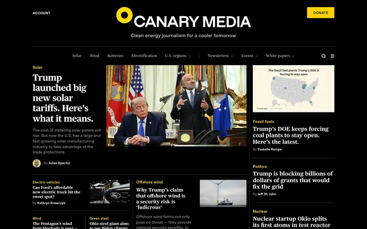 Canary Media homepage