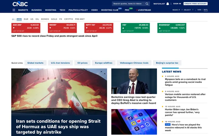 CNBC homepage