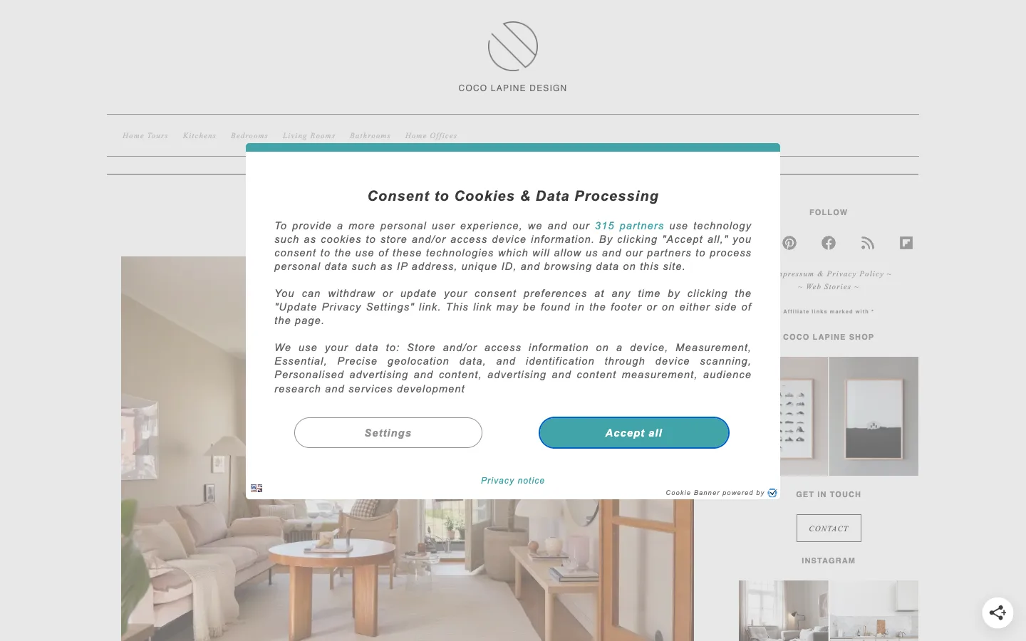 Screenshot of the Coco Lapine Design homepage