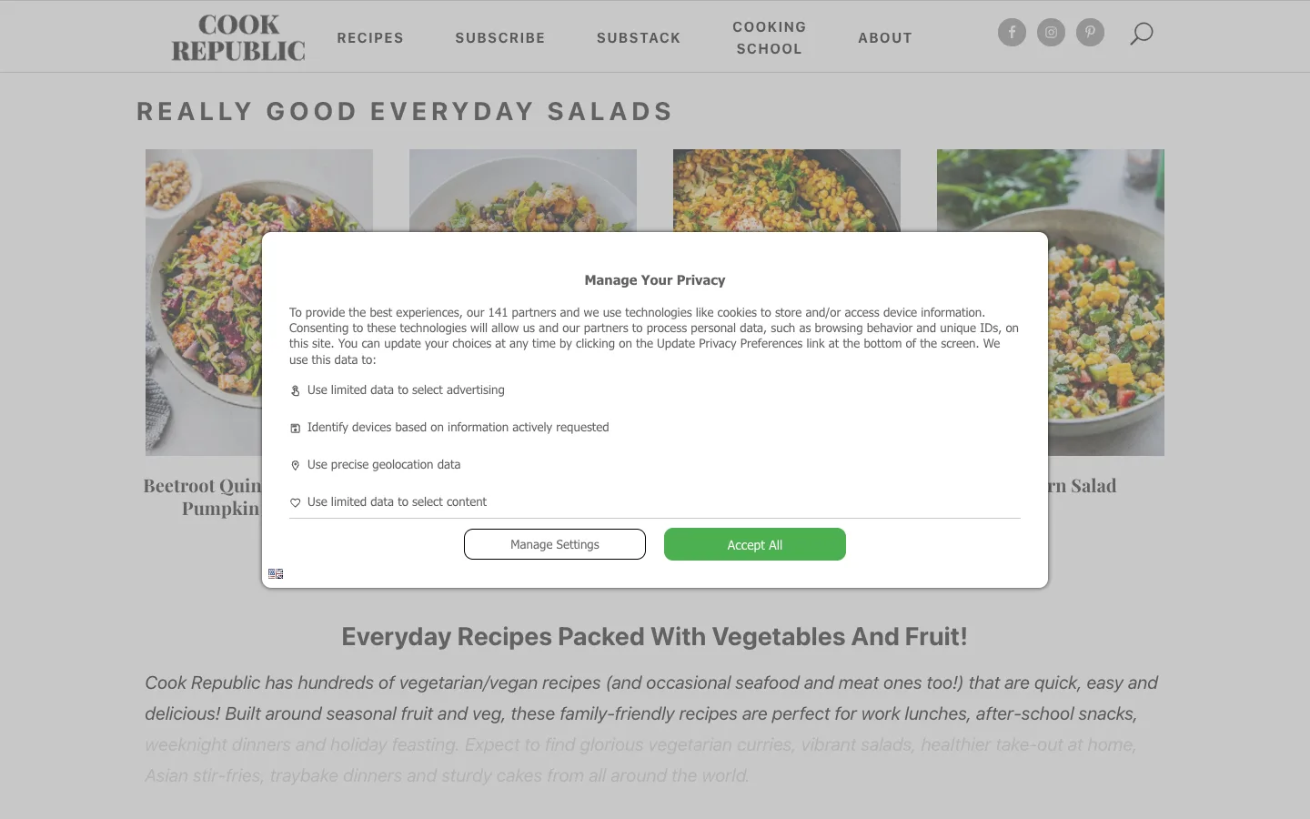 Screenshot of the Cook Republic homepage