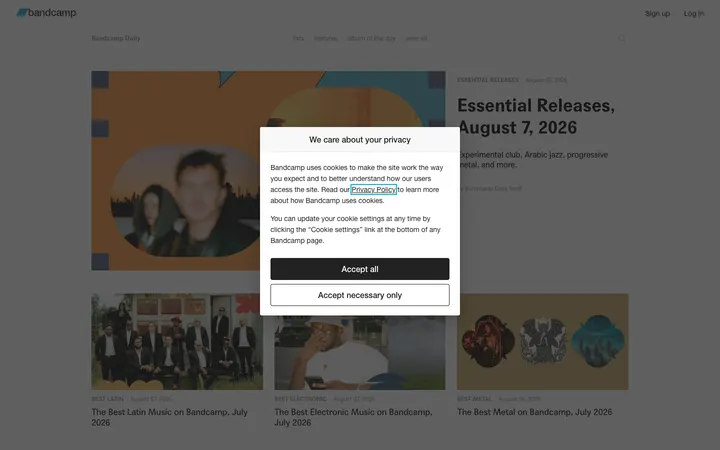 Bandcamp Daily homepage