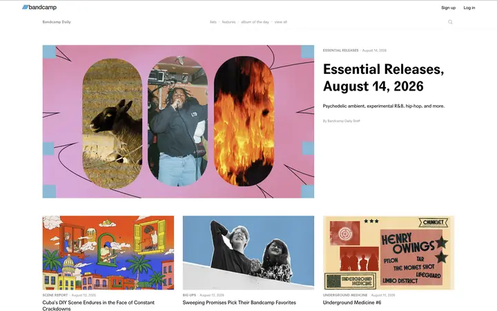 Bandcamp Daily homepage
