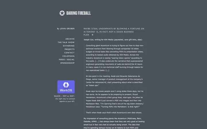 Daring Fireball homepage