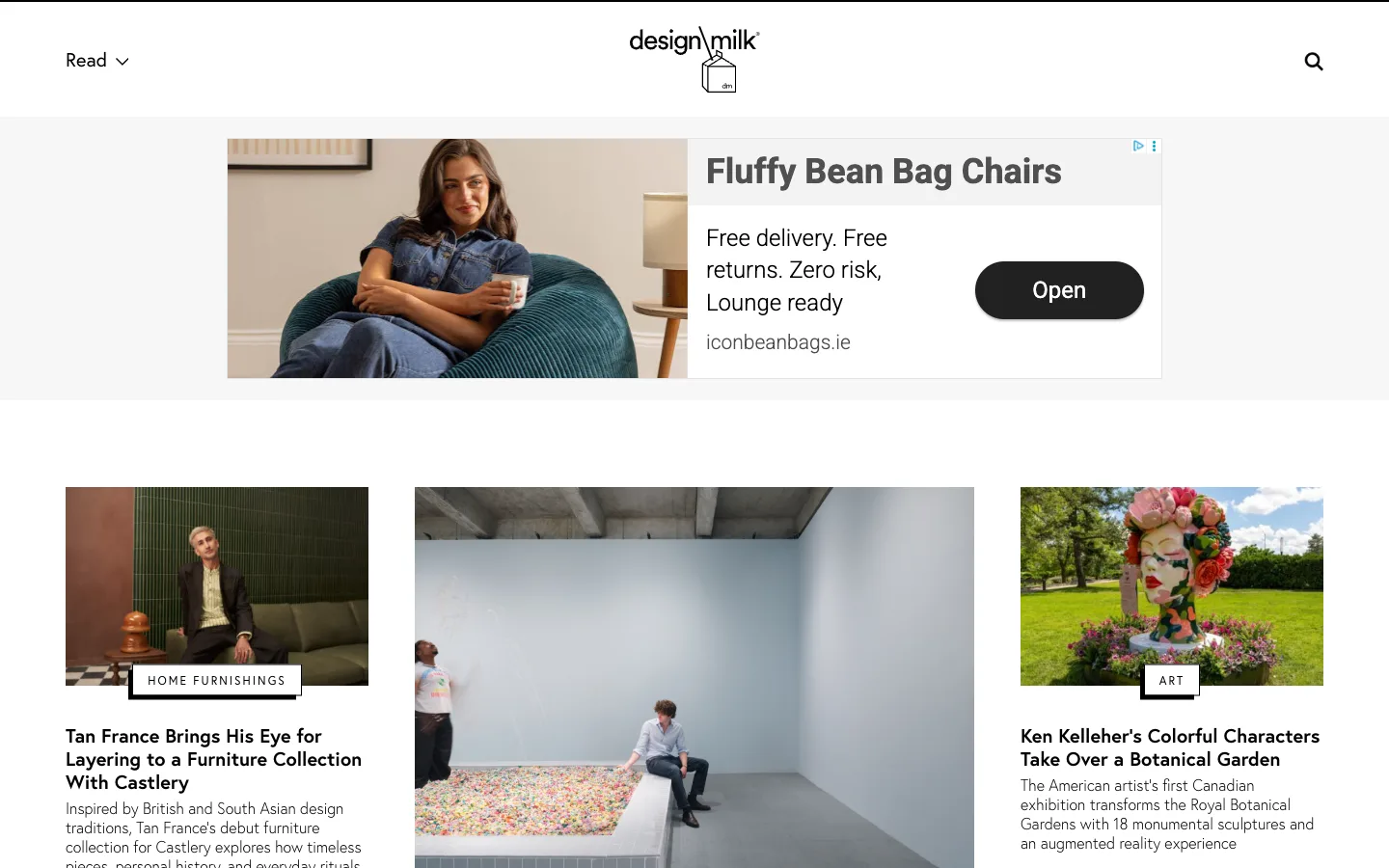 Screenshot of the Design Milk homepage