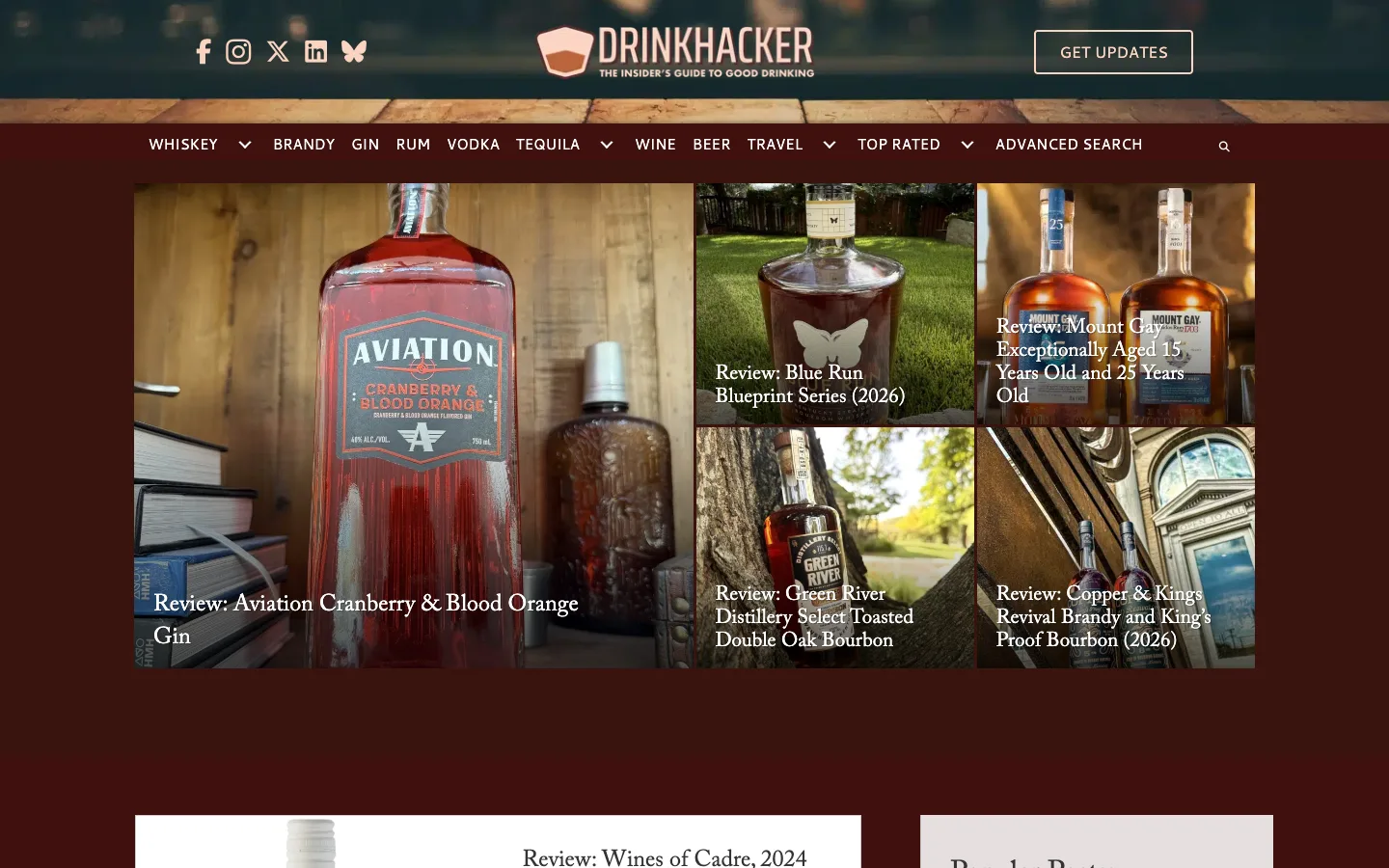Screenshot of the Drinkhacker homepage
