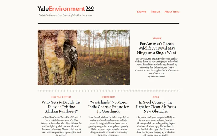 Yale Environment 360 homepage
