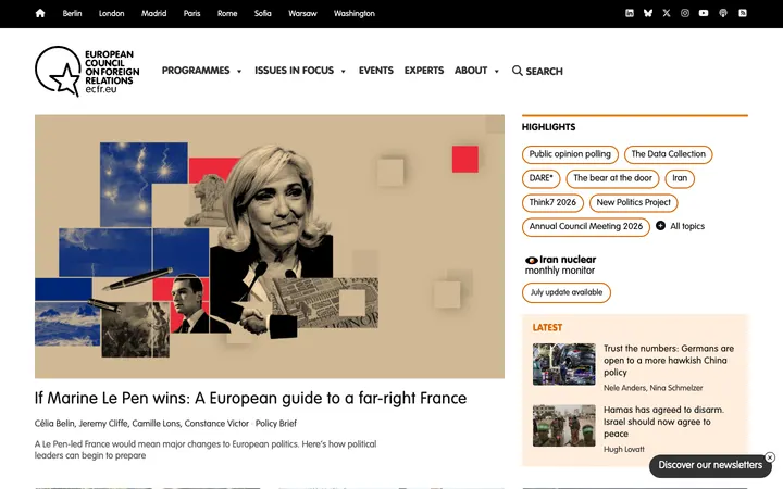 ECFR (European Council on Foreign Relations) homepage