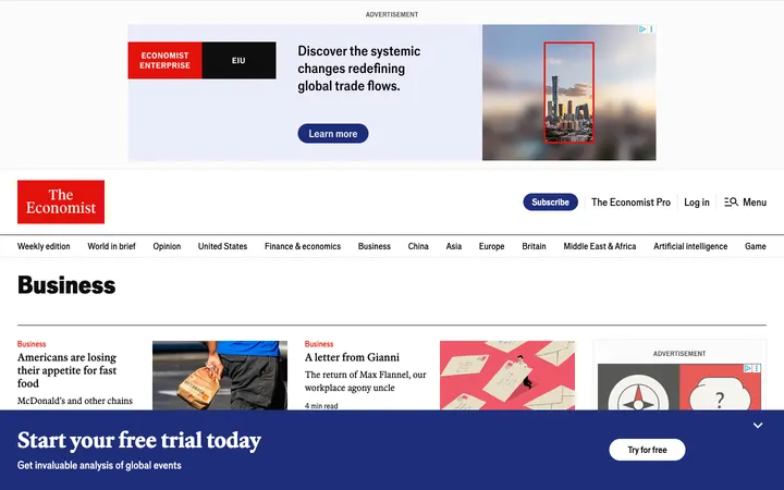 The Economist – Business homepage