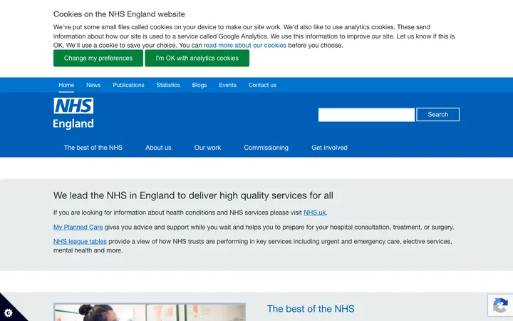 NHS News homepage