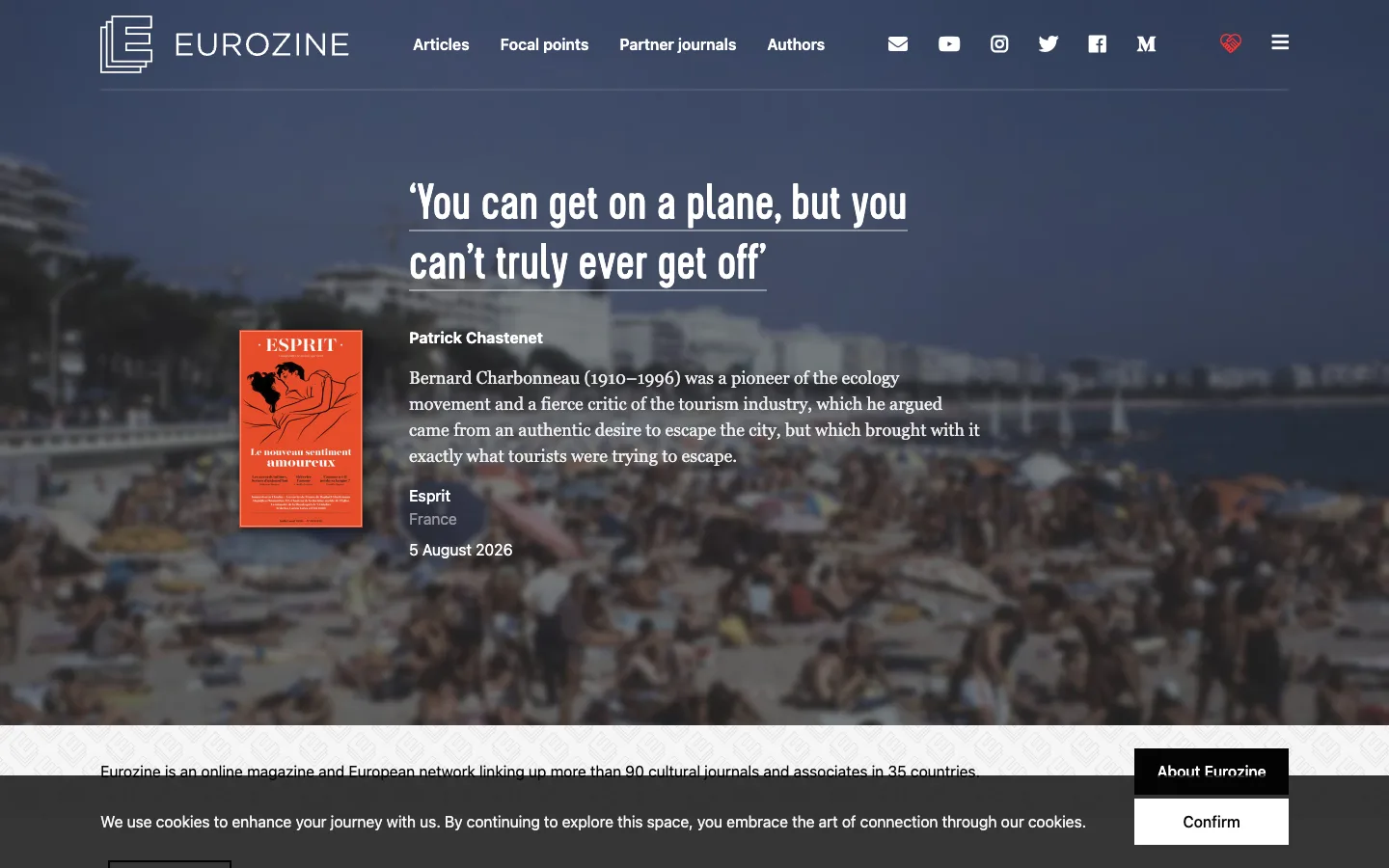 Screenshot of the Eurozine homepage