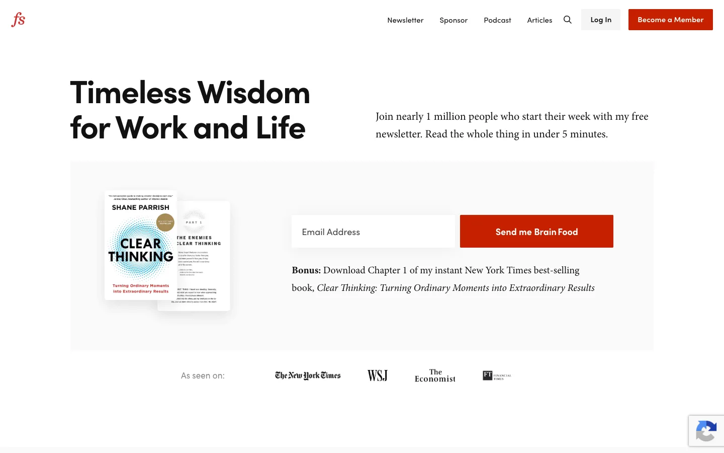 Screenshot of the Farnam Street homepage