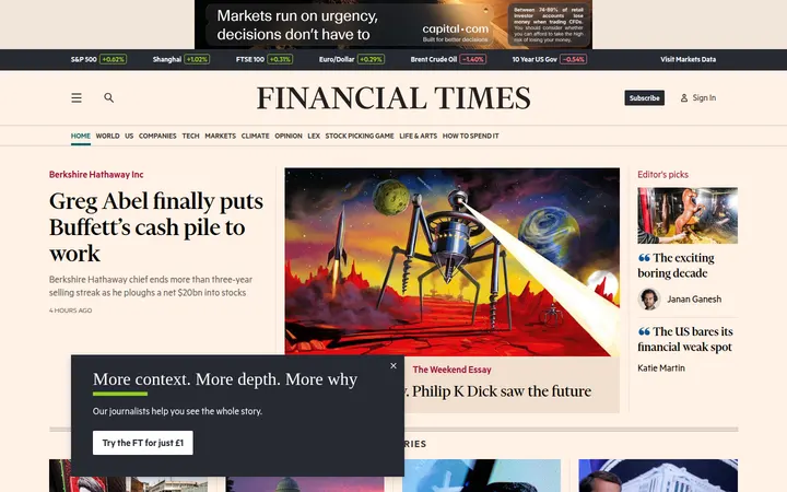 Financial Times homepage