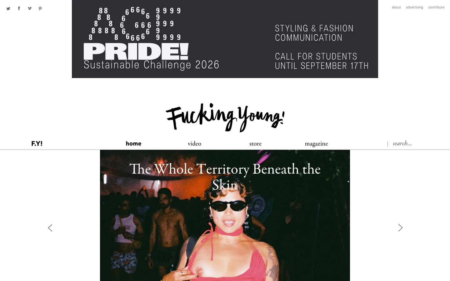 Screenshot of the Fucking Young! homepage