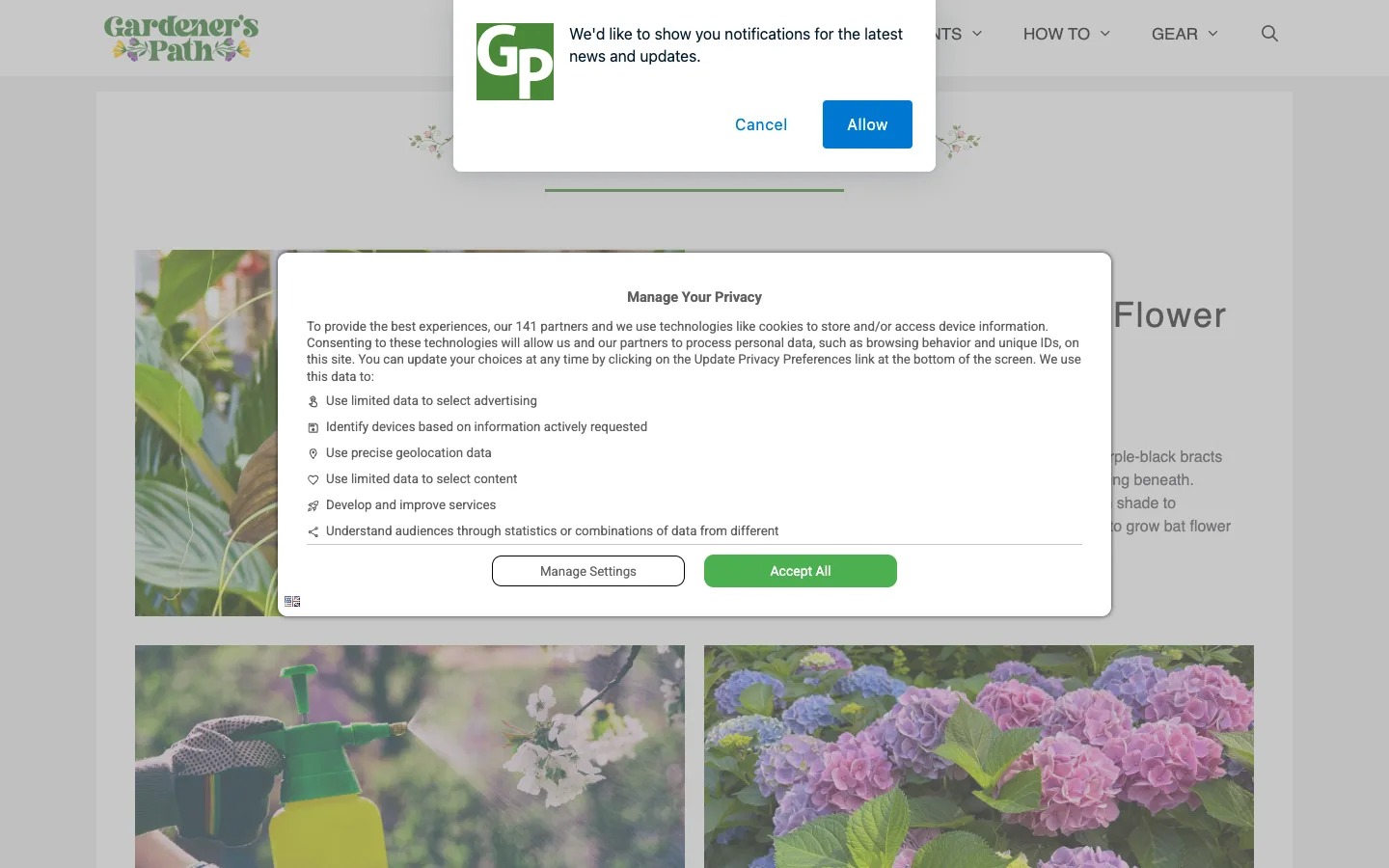 Screenshot of the Gardener's Path homepage
