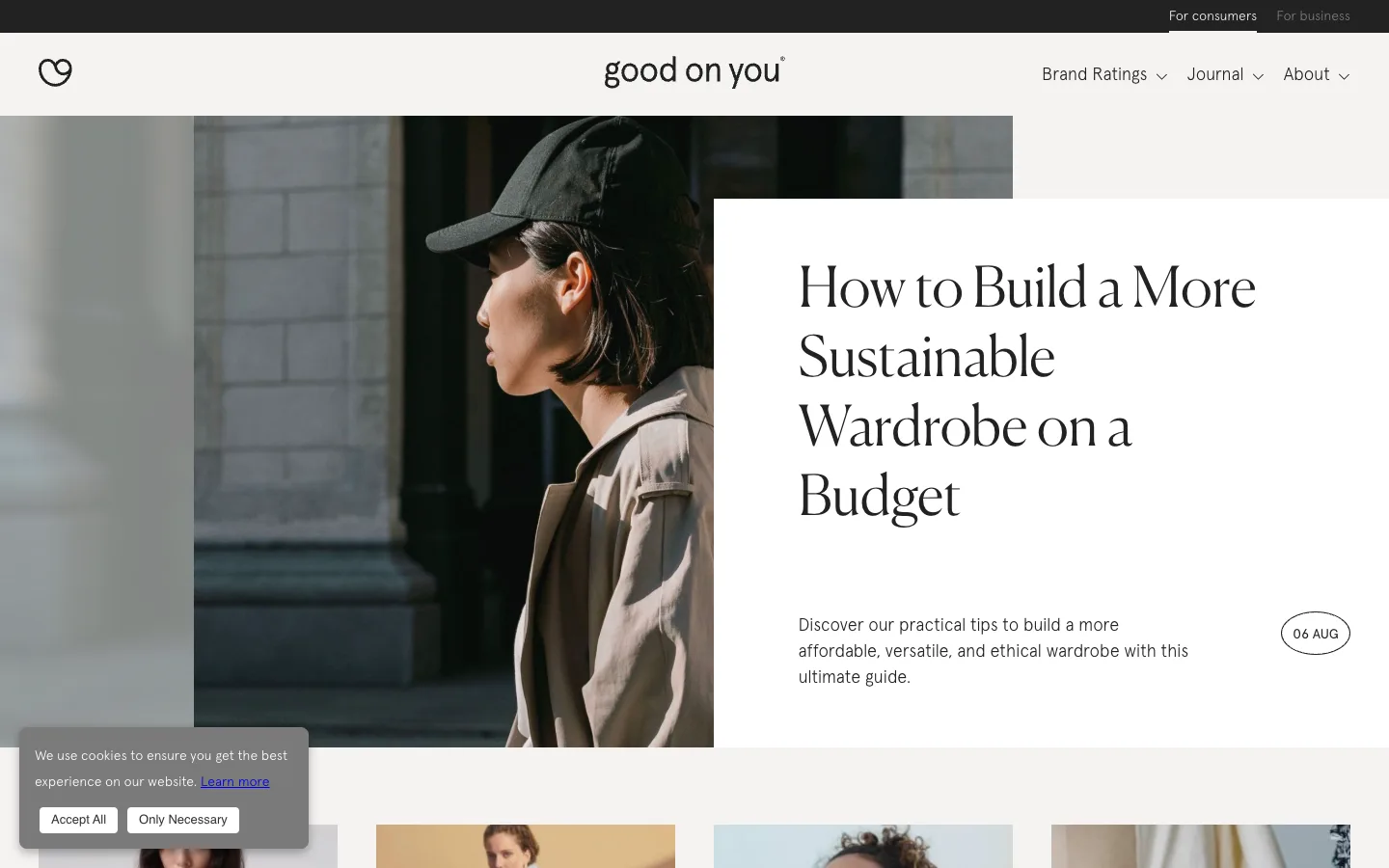 Screenshot of the Good On You homepage