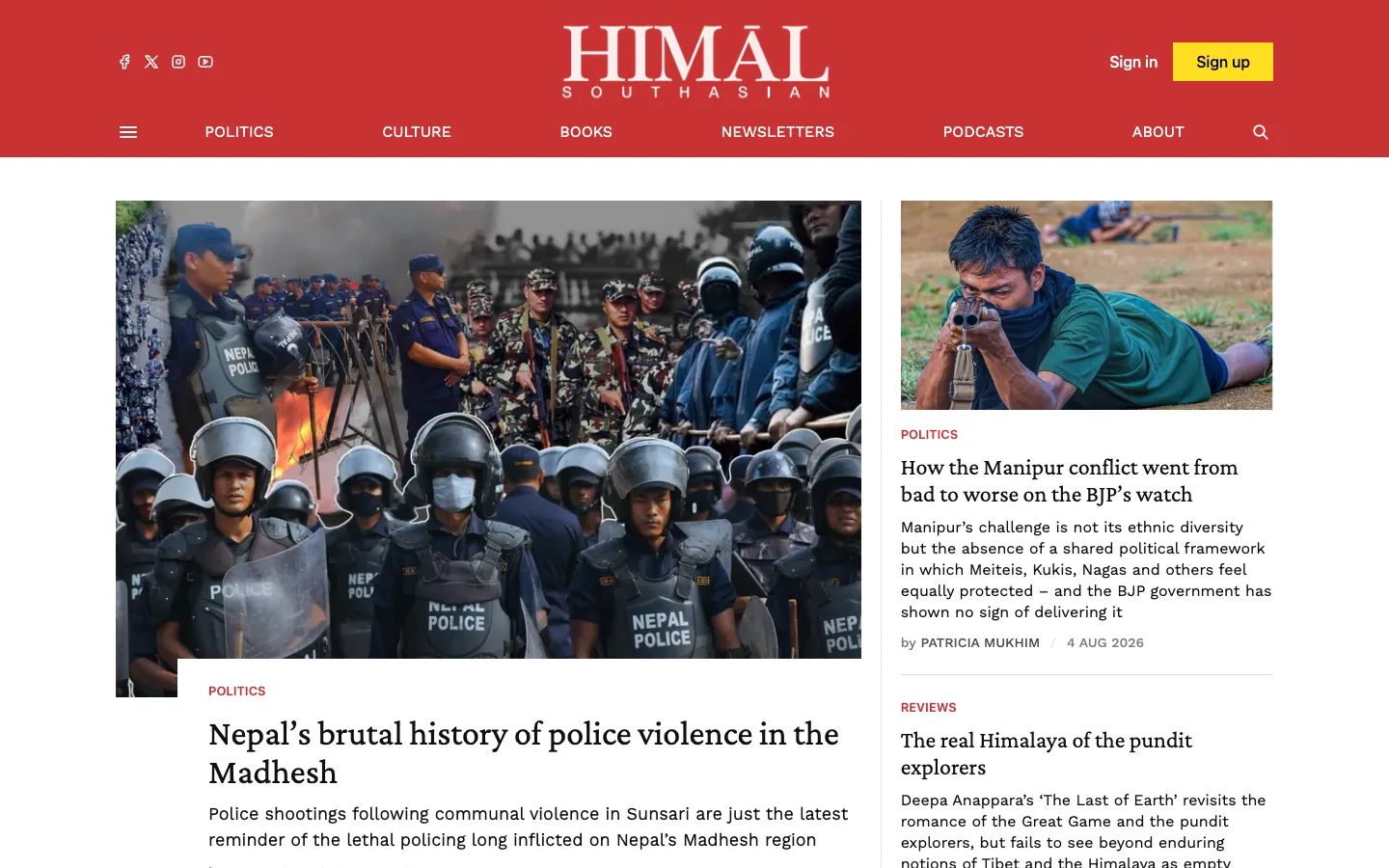 Screenshot of the Himal Southasian homepage