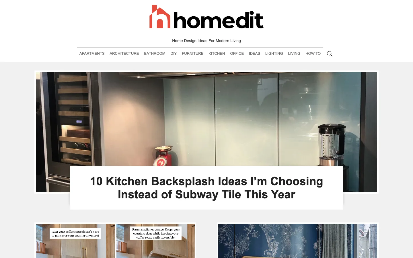 Screenshot of the Homedit homepage