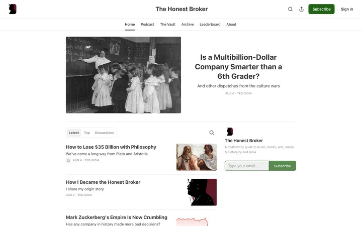 The Honest Broker homepage