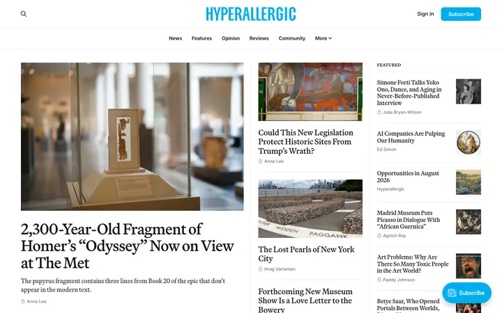 Hyperallergic homepage