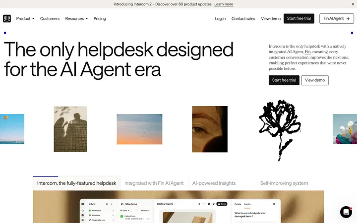 Inside Intercom homepage