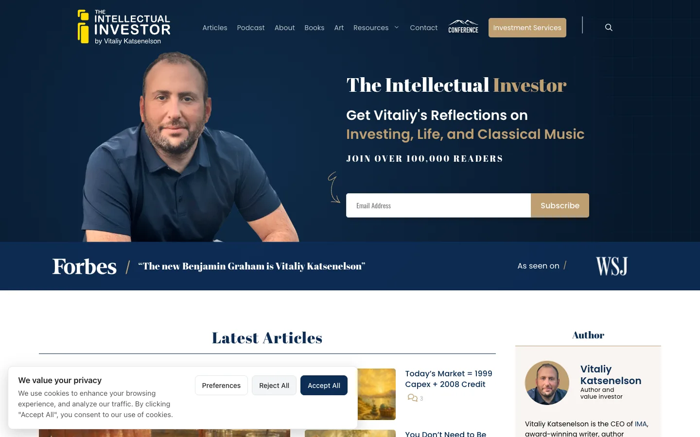 Screenshot of the The Intellectual Investor (Vitaliy Katsenelson) homepage