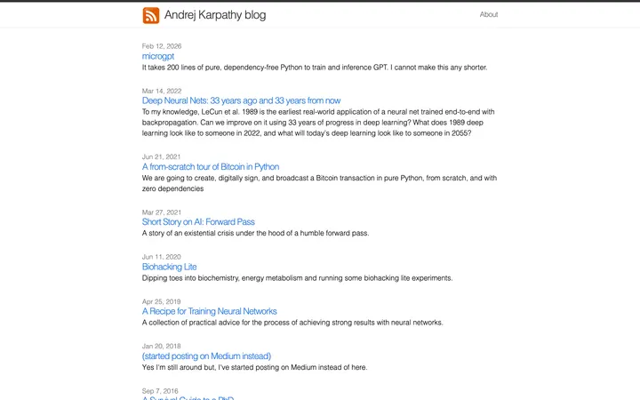 Andrej Karpathy homepage