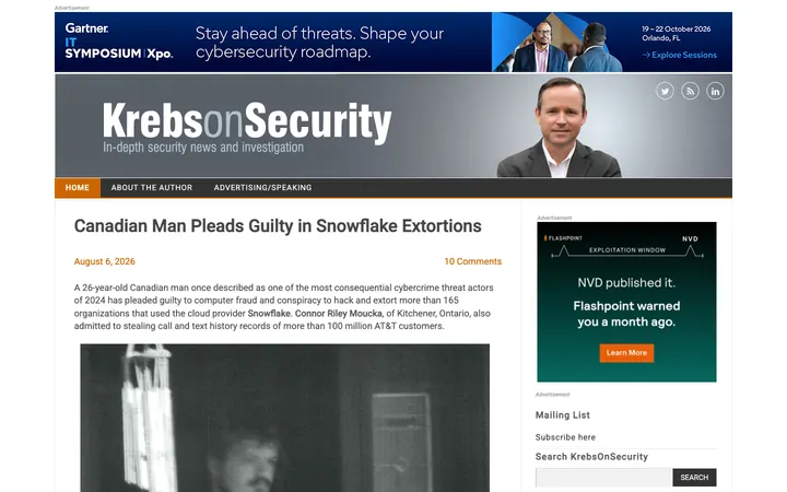 Krebs on Security homepage