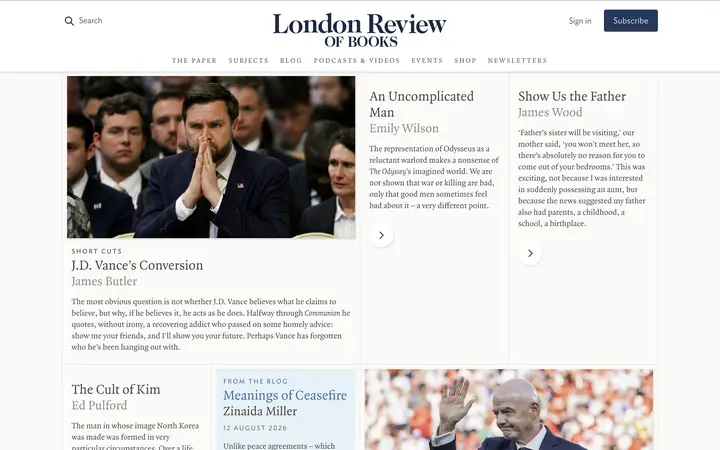 London Review of Books homepage