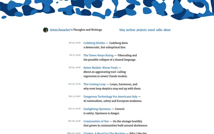 Armin Ronacher (lucumr) homepage