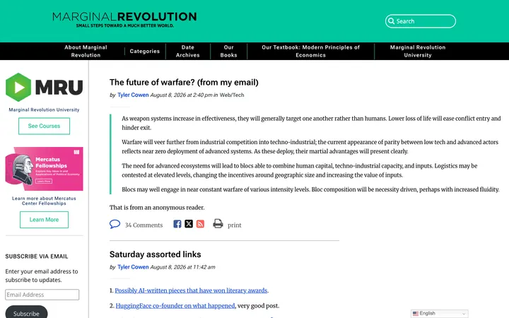 Marginal Revolution homepage