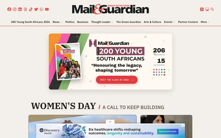 Mail & Guardian homepage