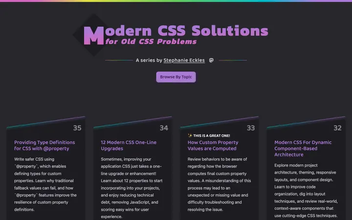 Modern CSS (Stephanie Eckles) homepage