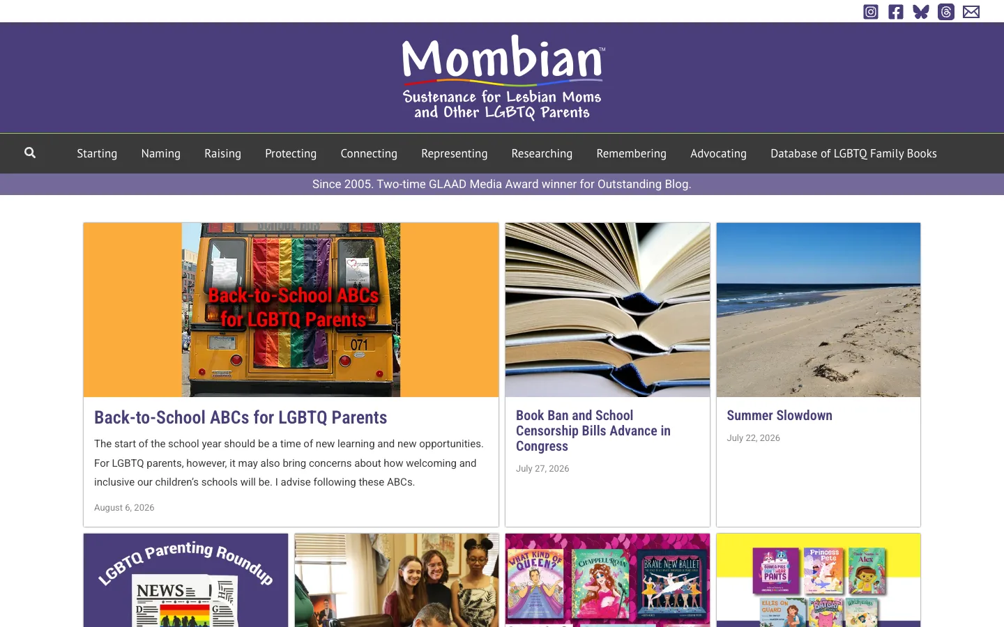 Screenshot of the Mombian homepage