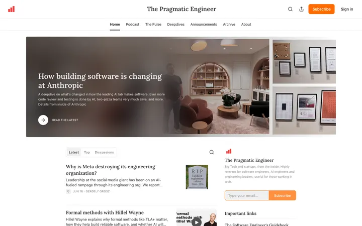 The Pragmatic Engineer homepage