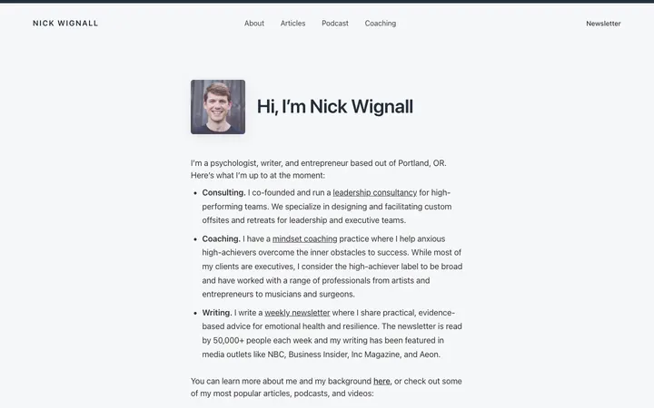 Nick Wignall homepage