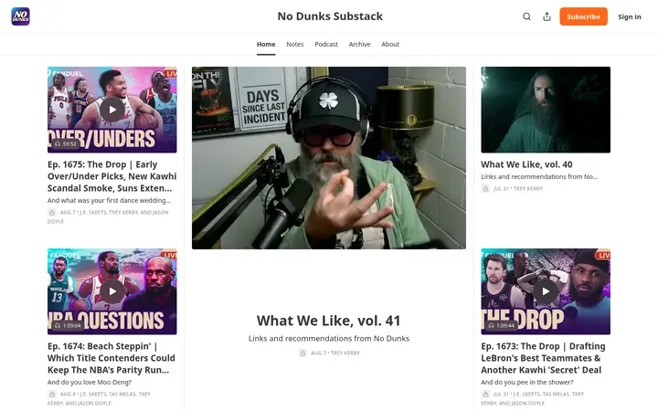 No Dunks homepage