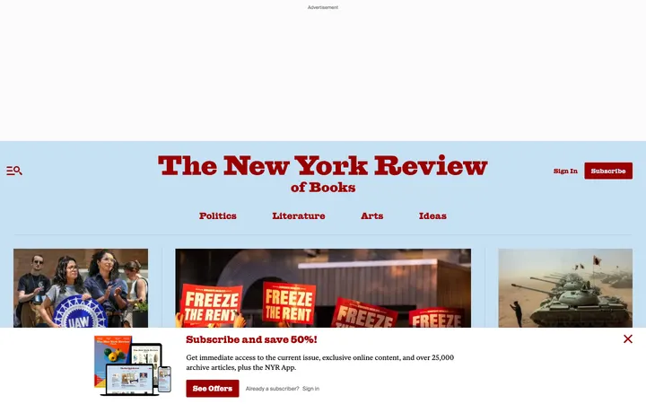 The New York Review of Books homepage