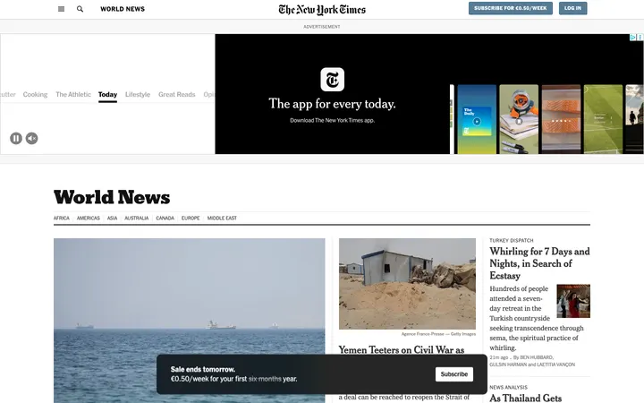 The New York Times – World homepage