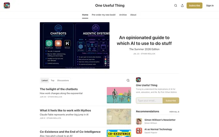 One Useful Thing homepage
