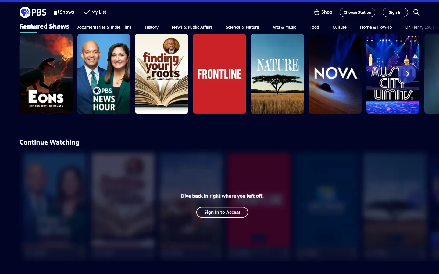 Screenshot of the PBS News Politics homepage