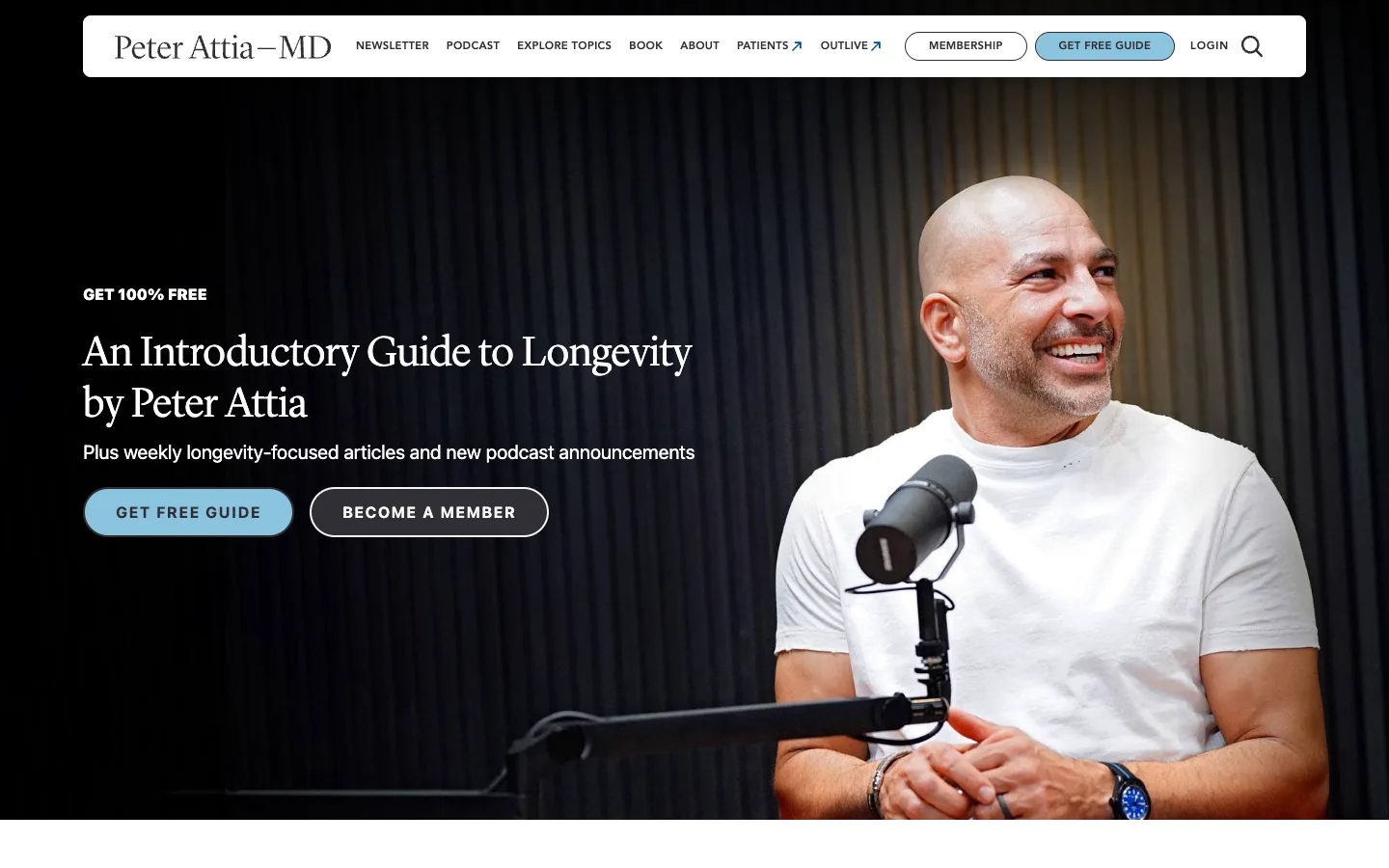 Screenshot of the Peter Attia (The Drive) homepage