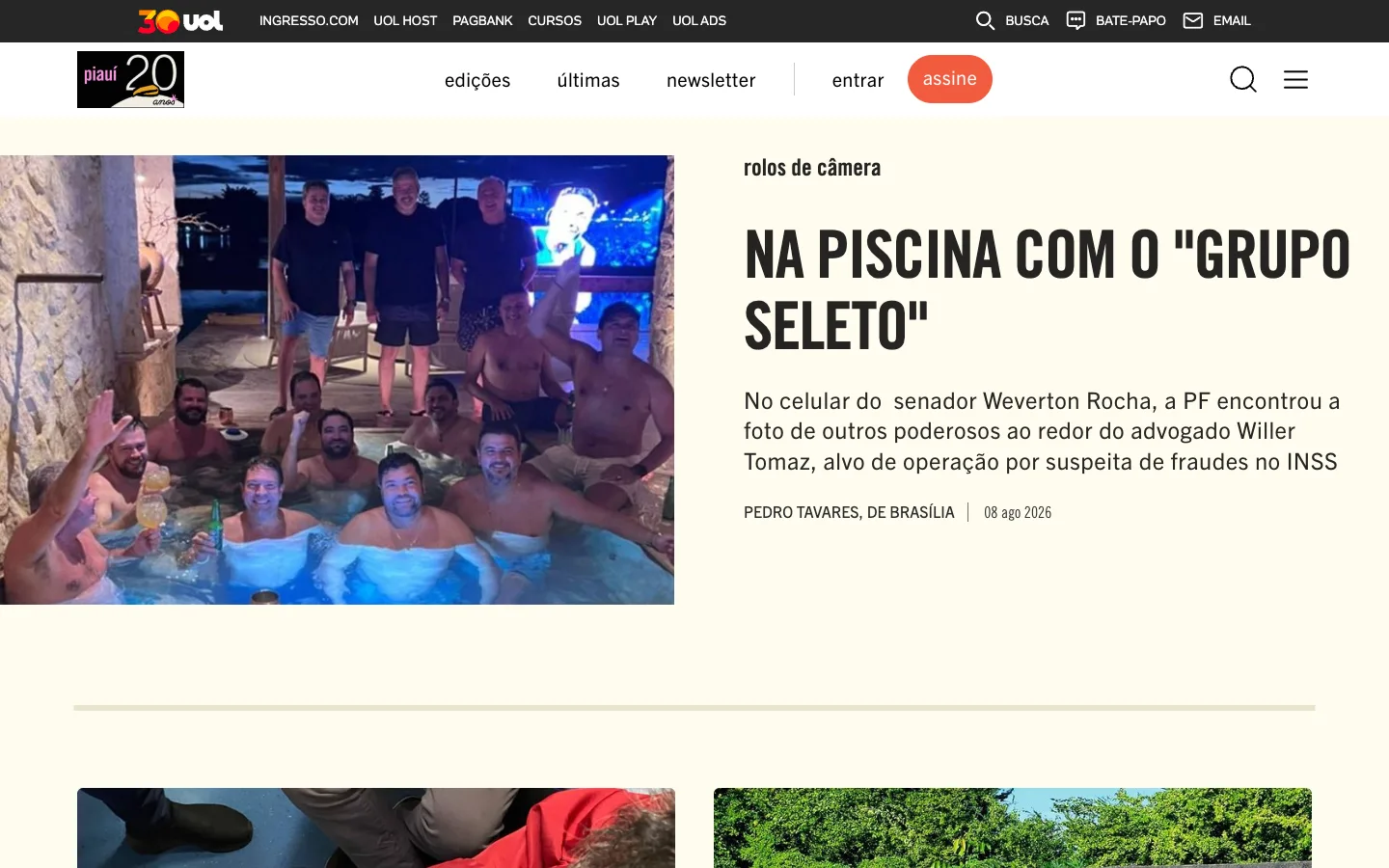 Screenshot of the Piauí homepage