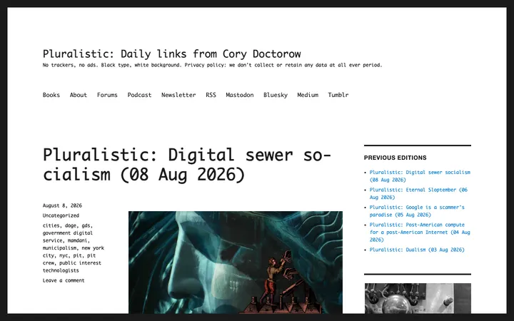 Pluralistic (Cory Doctorow) homepage