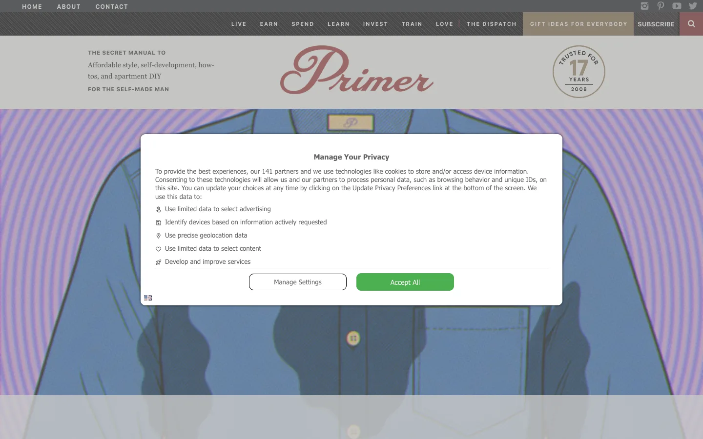 Screenshot of the Primer Magazine homepage